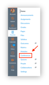 Schedule a Conference in Canvas - CIIS Knowledgebase
